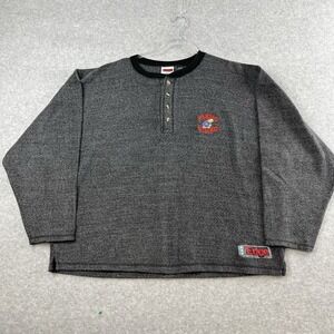 Vintage University of Kansas Jayhawks Henley Gray Sweatshirt Men's XL 90s EUC